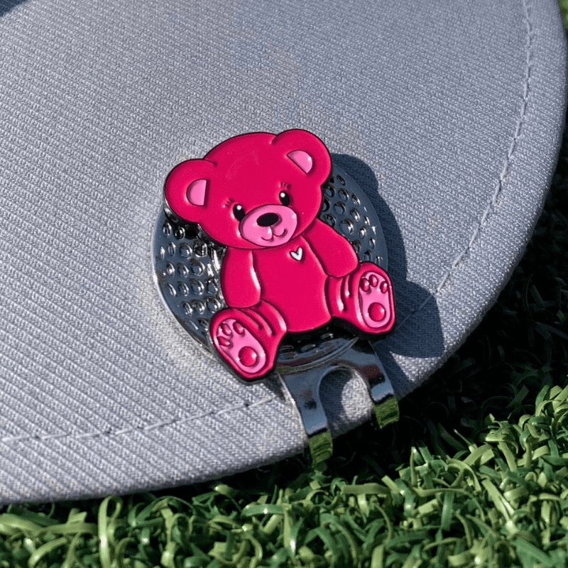 Golf Ballmarker für Kinder Form eines pinken Teddys